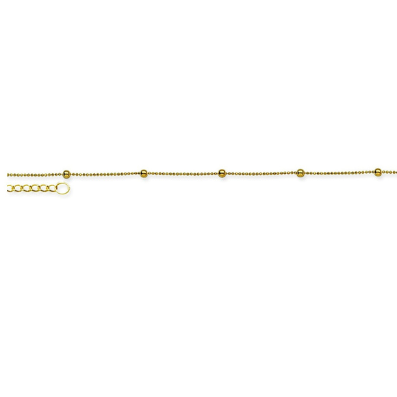 14K Solid Yellow Gold DC Bead Adjustable Anklet,All Products : American Fashion Style Bags On Sale